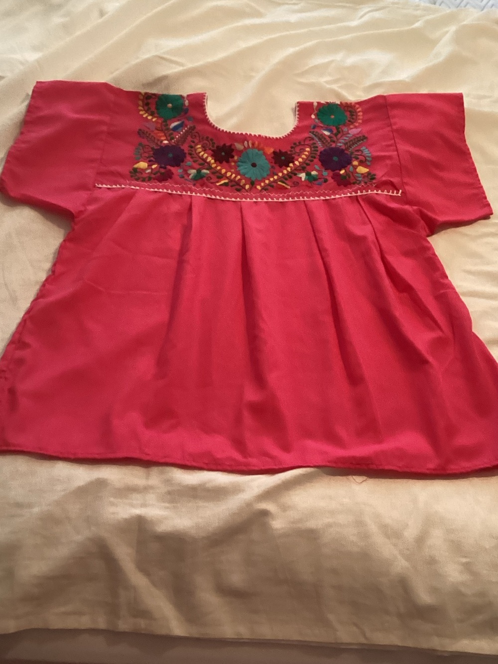 Embroidered Pink Women's Peasant Blouse